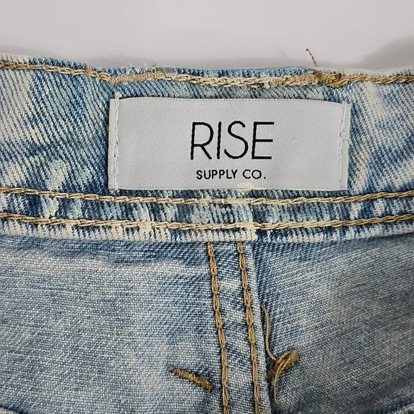 Rise Supply Co Womens High Rise Baggy Denim Shorts Jorts Light Wash 9 Streetwear - Picture 10 of 10